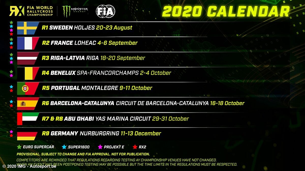 Voorlopige kalender World RX 2020