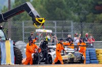 De crash van Thomas Preining in de beginfase