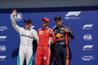 Valtteri Bottas, Sebastian Vettel en Max Verstappen