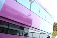 Geen naam op de motorhome van Force India in Spa