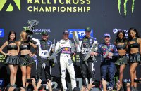 Laatste podium van 2018 met Kristoffersson, Ekström, Loeb & Solberg
