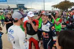 Thierry Neuville, Sébastien Ogier en Jari-Matti Latvala
